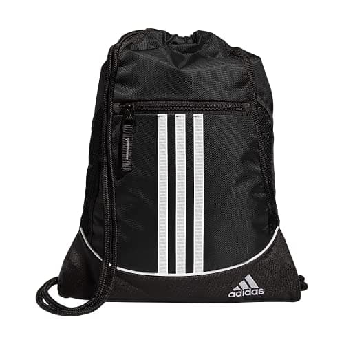 adidas Alliance Sackpack – Drawstring Backpack for Sports, Small Gym Bag, Black/2, OSFA