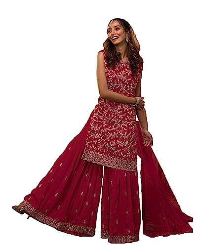 STELLACOUTURE indian tradition plus size Party/Wedding Night Ready to Wear Salwar Kameez Suit for Women 2621-O (Red, 38)