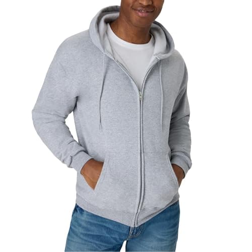 Hanes Men's Full-Zip Eco-Smart Hoodie, Light Steel, Large
