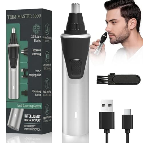 Gorzhesua Electric Nose Hair Trimmer for Men, 2026 Professional 2 in 1 Painless Rechargeable Nose and Ear Hair Clipper, IPX7 Waterproof, Type-C Fast Charging, 6-Month Battery Life,Gifts for Father