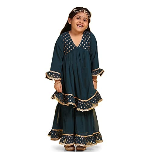AJ DEZINES Girls Indian Ethnic Wear Salwar Kameez For Kids|Girls Punjabi Suit|Kids Sharara Set For Girls|Indian Dress-Blue-30