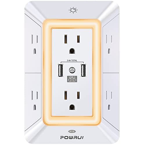Amazon US - 41% OFF - Multi Plug 6 Outlet Surge Protector Extender with 3 USB Ports and Night Light