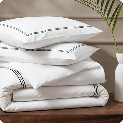 3-Piece Bedsure Cotton Percale Duvet Cover Set (King, White w/ Black Frame) $19.99 + Free Shipping w/ Prime or on $35+