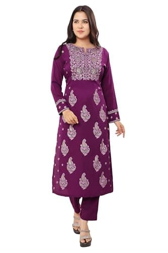 Maple Clothing Indian Style Kurtis for Women Long Kurta Apparel (Purple, S)