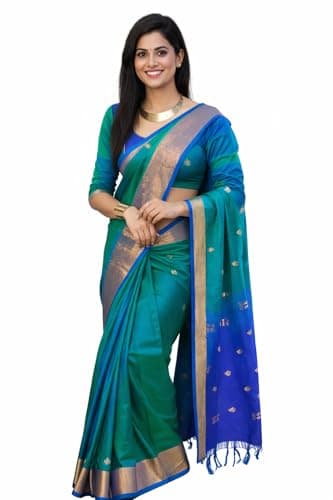 Women's Kanjivaram Soft Silk Saree With Blouse Piece 6.3metres (Rama Green)
