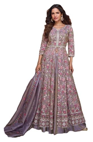 STELLACOUTURE Ready to wear salwar kameez for women, Indian Pakistani traditional ethnic suit, Wedding, Party 2987-O (Purple, 40)