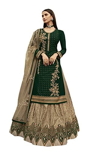 ZIYA New Indian/Pakistani Eid Special Party/Ethnic wear Georgette Straight Ghagra Style Salwar for Womens 45001 (Green, XX-Large)