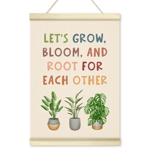 LWBEO Positive Affirmations Green Poster Hanger Frame, Greenery Plant Classroom Wooden Canvas Art Print, Nature Education Positive Wall Art for Girls Room Classroom Dorm Playroom Decor 12x16in -12