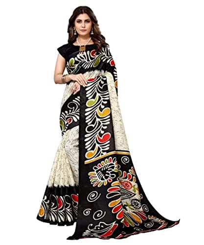 IMTRA FASHION Art Silk Saree for Women Printed Indian Sari with Unstitched Blouse