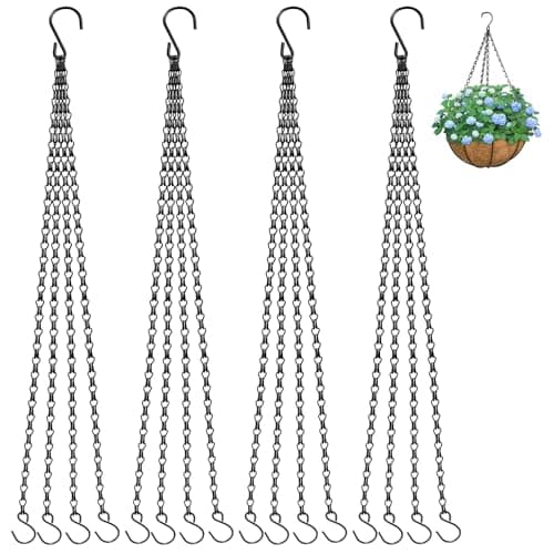 ZeeDix 4 Pack, 16 Inch Hanging Basket Chain with 4 Hooks