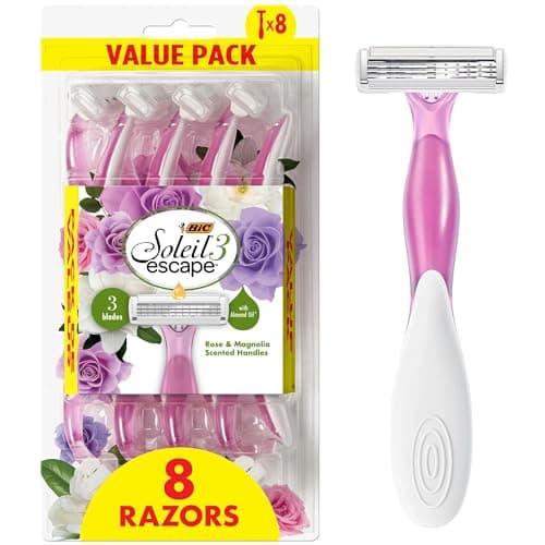 $5.25-$5.50 or less S&S CLIP Q Pack of 8 Razors-BIC Soleil 3 Simply w Aloe or Escape Scented Women's Disposable Razors, 3 Blades