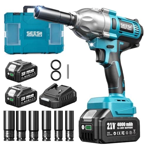 Seesii 21V 1/2" Brushless Cordless Impact Wrench w/ 2x 4.0Ah Batteries, Charger, 6 Sockets & Case $53.97 + Free Shipping