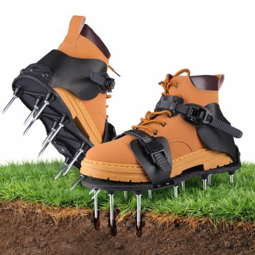 Qdreclod Aeration Shoes for Lawn, Lawn Aerator Shoes for Grass, Stainless Steel Spikes with Adjustable Straps for Garden, Grass Aeration, Floor Paintin