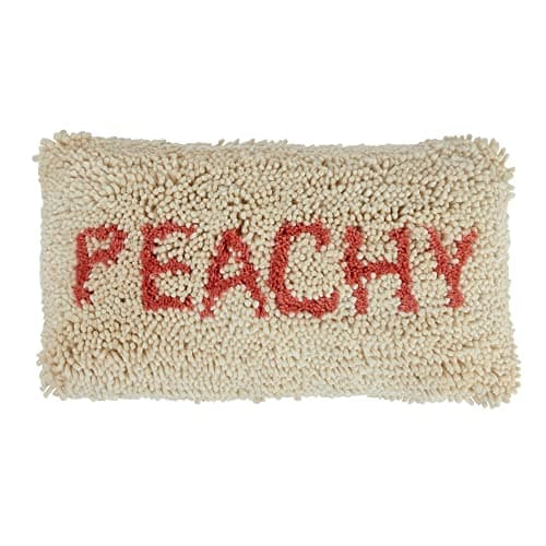 Creative Co-Op Tufted Wool and...Peachy" Message, Cream and Red