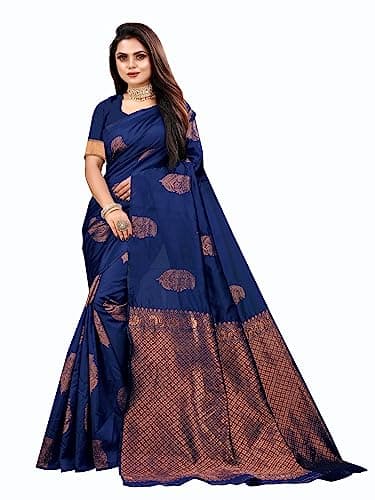 Vedant Vastram Women's Litchi Silk Designer Banarasi Saree (Dharini Navy)