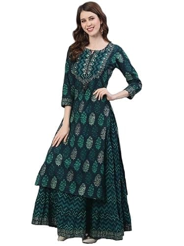 Nimbark Kurta Set for Women with Skirt and Dupatta Indian Designer Party Wear Kurti Palazzo Pant Set For Women Dresses Top Tunic
