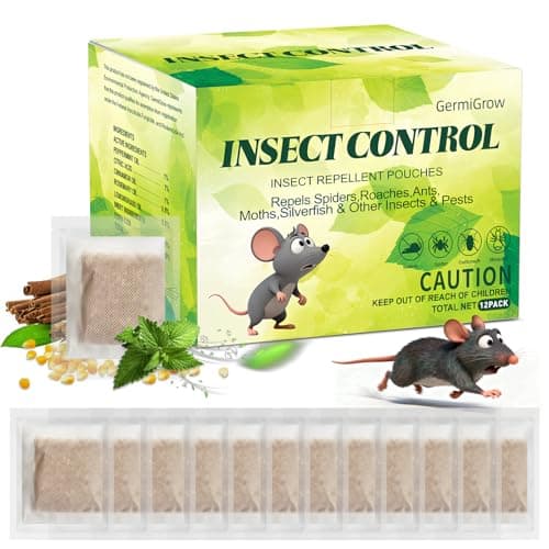 GermiGrow Mouse Repellent Pouches | Peppermint Oil Rodent Repeller | Natural Pest Control for Rats Squirrels Insects, Indoor Outdoor Mouse Deterrent, Pet & Family Safe, 12 Packs