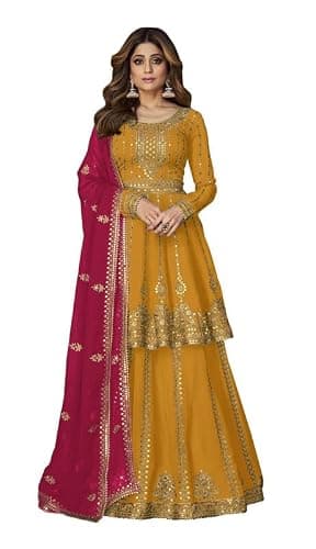 ArtZiya Fashion Women's Georgette Stunning Anarkali Gown type pakistani with dupatta salwar kameez-9125
