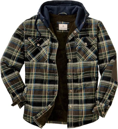 $24.98: Mens Hooded Plaid Flannel Berber Lined Shirt Jacket (Union Plaid, Medium ONLY)