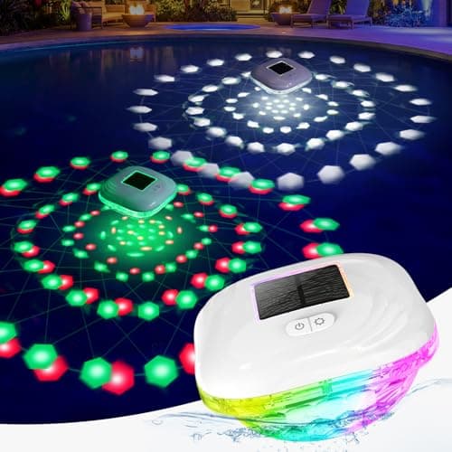 Askyli Floating Pool Lights, RGB Color Changing Solar Pool Lights that Float with 7-Colors 3-Modes, Hangable IP68 Waterproof Pool Floating Lights for Pools, Party, Wedding, Outdoor Decor-1PCS
