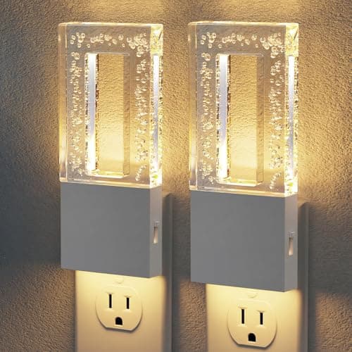 JandCase Night Lights Plug into Wall, Dusk to Dawn Sensor, 3000K Soft White LED, Acrylic Bubble Design, 0-100lm Adjustable Brightness, Foldable Nightlight for Bedroom, Bathroom, Living Room, Hallway