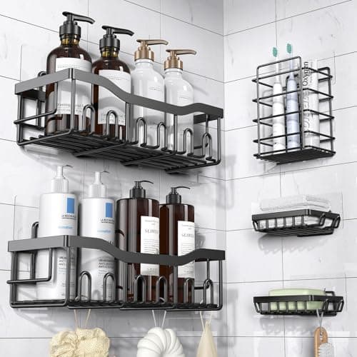 5-Pc Eudele Rustproof Stainless Steel Shower Caddy Organizers (Black) $5.70