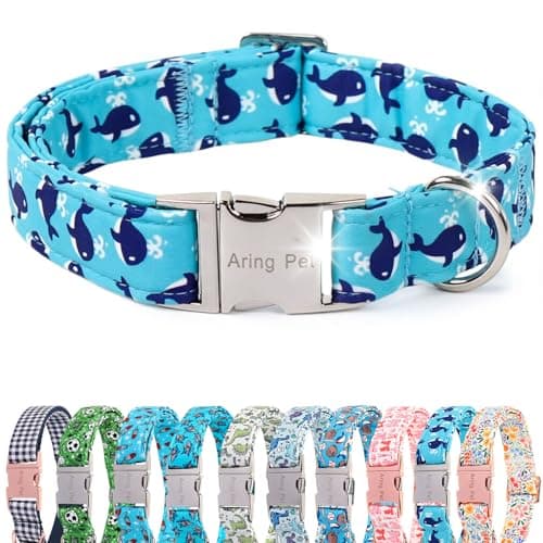 ARING PET Summer Dog Collar for Small Medium Large Boy Dogs-Blue Whale XS