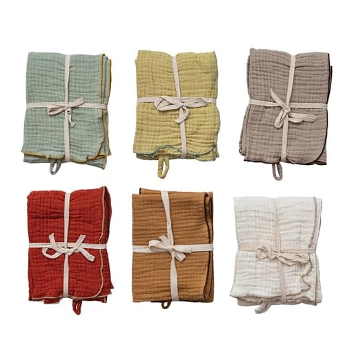 Woven Cotton Double Cloth Tea Towels, Set of 6 Colors