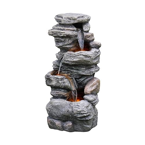 Teamson Home 39.37 in. Outdoor...with LED Lights and Pump, Gray