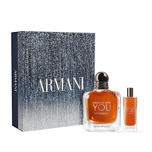 Armani Beauty – Stronger With You Intensely – 2-Piece Cologne Set ($67.50) – Fougère Ambery Woody Men’s Fragrance – Full (3.4 Fl Oz) & Travel Size (.5 Fl Oz))