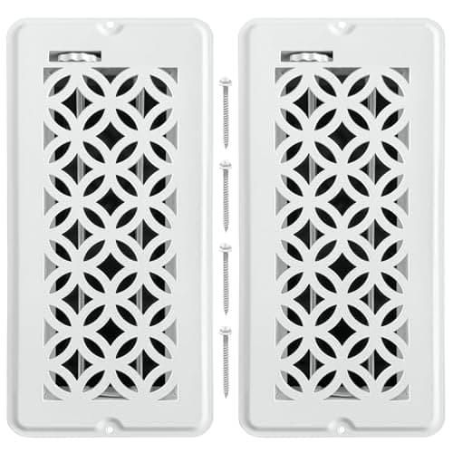 2 Pack Floor Vent Covers, Floor Register 4x10 with Screws, Adjustable Decorative Vent Covers for Home Floor Ceiling or Sidewall Vent, Heavy Duty Walkable Steel Floor Vents, Rust-Proof Finish (White)