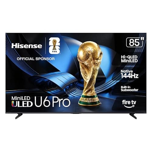 Hisense 85" U6 Pro Series Mini‑LED ULED 4K UHD HDR Gaming AI Smart Fire TV (85U6SF Pro, 2026 New) – Hi-QLED, Native 144Hz, Motion Rate 480, Dolby Vision IQ · Atmos, HDR10+, Glare-Free, Alexa+
