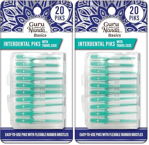 GuruNanda Interdental Picks wi...ristles - 20 Picks (Pack of 2)