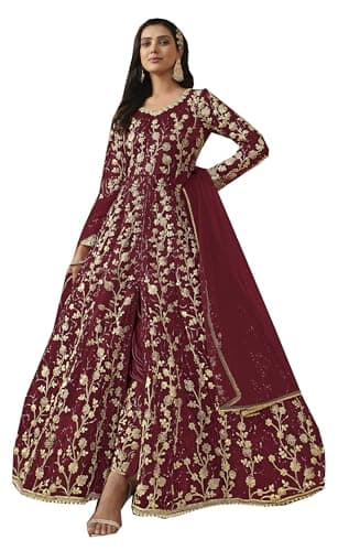 STELLACOUTURE indian salwar kameez ready to wear Eid Festival Shalwar suit pakistani style party for women 2755-O (Maroon, 46)
