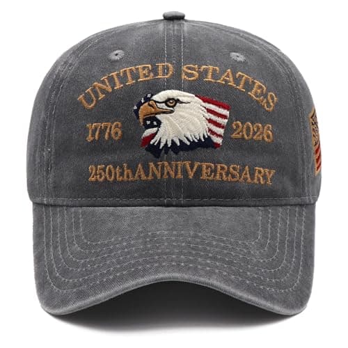 250 Anniversary USA Hat,United States 250th Anniversary Cap,1776-2026 Baseball Cap of Patriotic Hats for Independence Day/4th of July Hats,Fathers Day Hats for Dad Husband Stepdad Gray