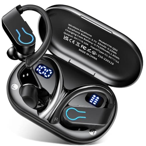 Wireless Earbuds 120hrs Bluetooth 6.1 Headphone Sport, 2026 Bluetooth Earbuds with Fast Charging Case Dual LED Display Earphones ENC Noise Cancelling Mic with Easy Button Controls, IPX7 Waterproof
