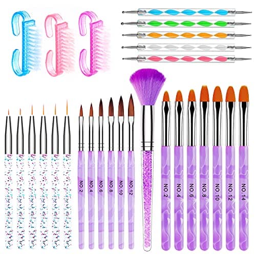 AROIC 28 Pcs Acrylic Nail Brus...t DIY With White Box, colorful