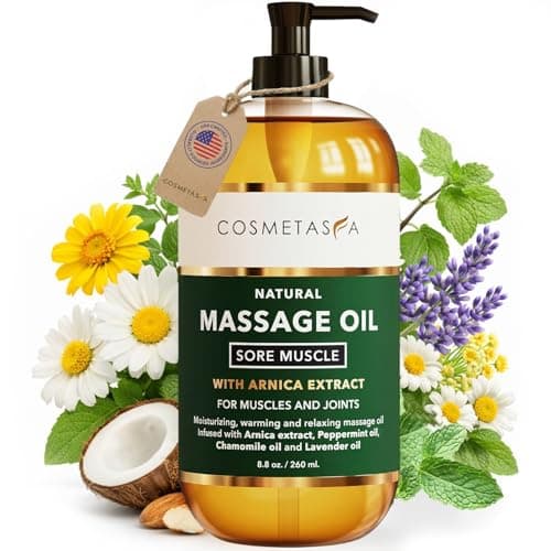 Cosmetasa Sore Muscle Massage Oil - 8.8 oz, Soothes Muscle and Joint with Arnica Extract, Peppermint, Chamomile, and Lavender Oil (8.8 oz, Sore Muscle)