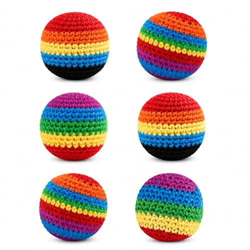 UHACLWS 6 Packs Footbag, 2026 Upgraded Assorted Foot Bag Crochet Footbag for Kids Adults, Juggling Balls for Beginners, Multicolored Geometric Pattern