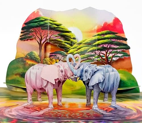 CUTPOPUP Elephant Couple Pop Up Anniversary Cards, 3D Wedding Anniversary Card for Him Her Wife Husband Mum Dad, Birthday Card, Mothers Day, Happy Valentines Day Cards Romantic US8-LO197US
