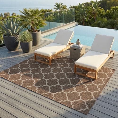 Unique Loom Outdoor Trellis Co...1' 4" Rectangle, Brown/ Ivory)