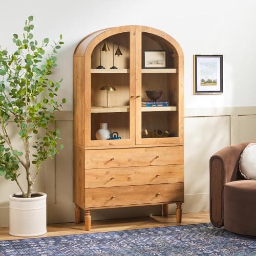 Walker Edison Darci Modern Arc... Drawers, 74 Inch, English Oak