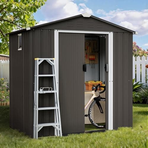 6' x 4' Shintenchi Waterproof Outdoor Metal Tool Shed w/ Lockable Double Doors $140 + Free S&H