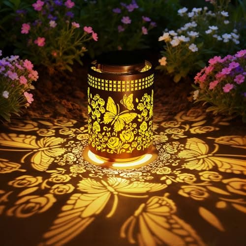 ZKLILI Solar Lanterns Outdoor Butterfly Garden Decor Gifts for Women Mom Grandma Hanging Solar Lights Metal Garden Decoration for Yard, Patio, Backyard, Porch for Gift