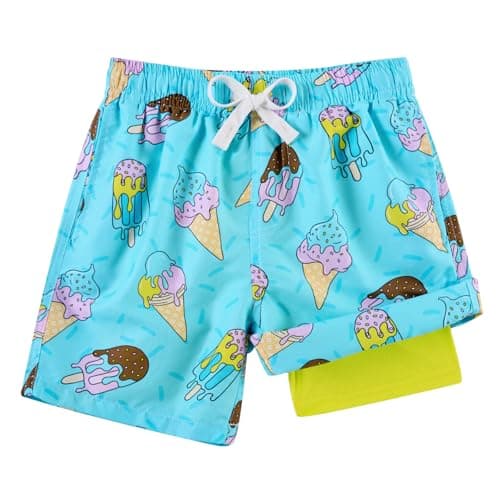 Cozople Blue Bathing Suits for Big Boys Novelty Surfing Hawiia Swim Trunks Swimwear UPF50+ Quick Dry Ice Cream Swim Shorts Soft Surf Casual Swimsuit Size 14-16