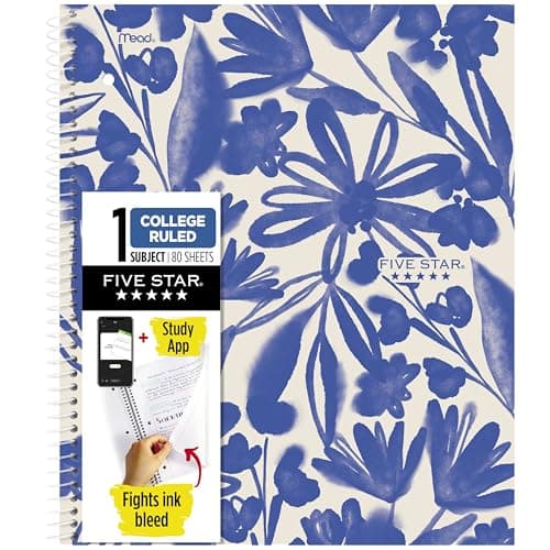Five Star Spiral Notebook + St...Soft Petals Blue (820441F-ECM)