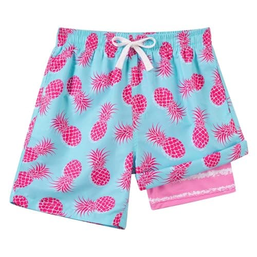 Cozople Teen Boys Swim Trunks Size 18-20 Beachwear Novelty Pineapple Print Surfing Swimsuit Quick Dry UPF 50+ Swimming Shorts for Teens Summer Holiday Beach