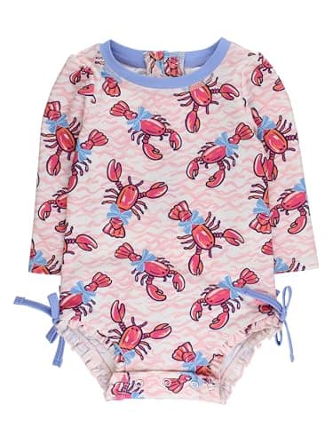 RuffleButts Baby Girls Novelty Baby One Piece - Rash Guard Swimsuit