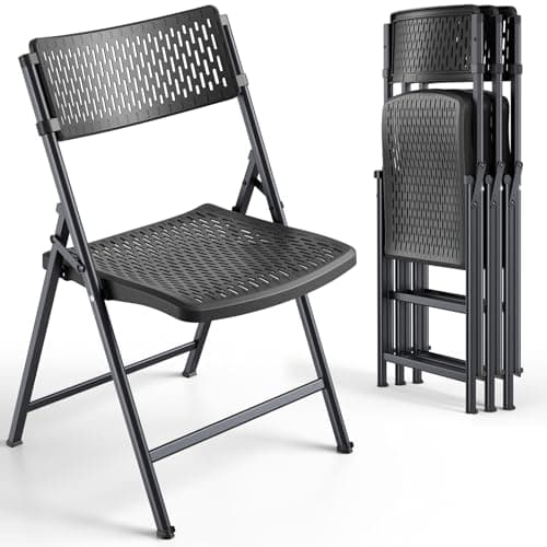 FurniEdge Black Folding Chairs... Easy-Clean & Supports 400 Lbs