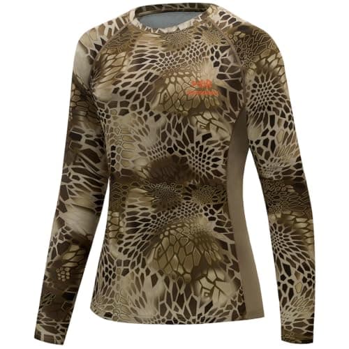 BASSDASH Women’s Camo Hunting Shirt Long Sleeve UPF 50+ Sun Protection Performance Tee Fishing Hiking